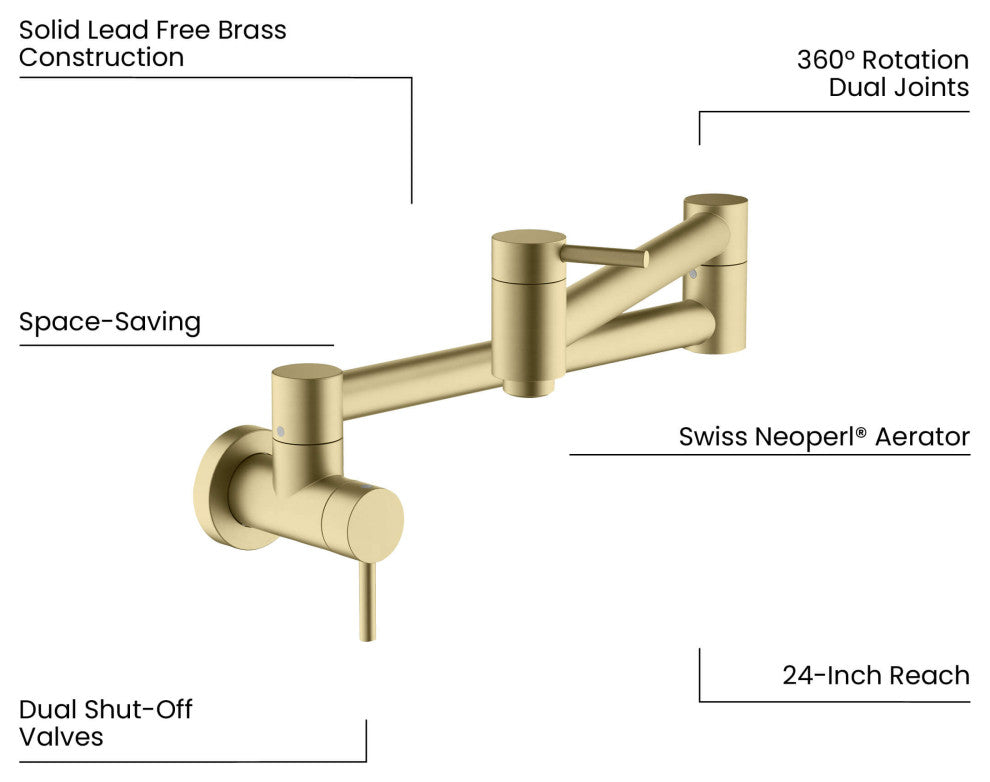 Circular Pot Filler, Brushed Gold