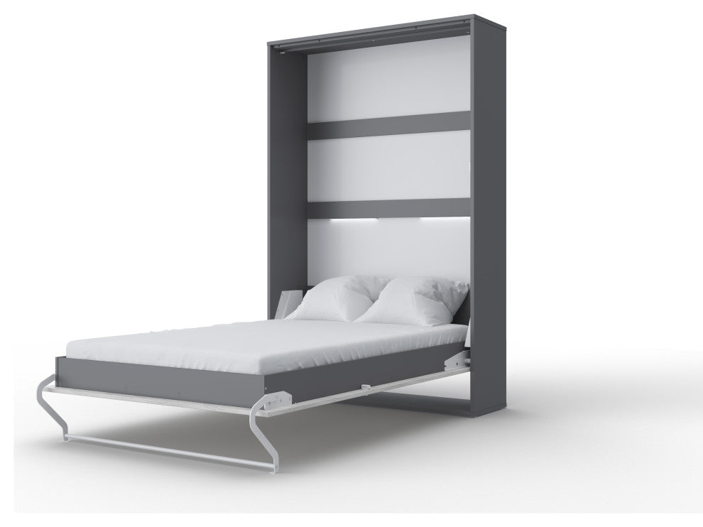 Contempo Vertical Wall Bed, 47.2 x 78.7 inch, Grey/White Wood