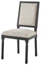 French Vintage Side Dining Chair, Fabric, Wood, Black Beige, Modern, Cafe Bistro