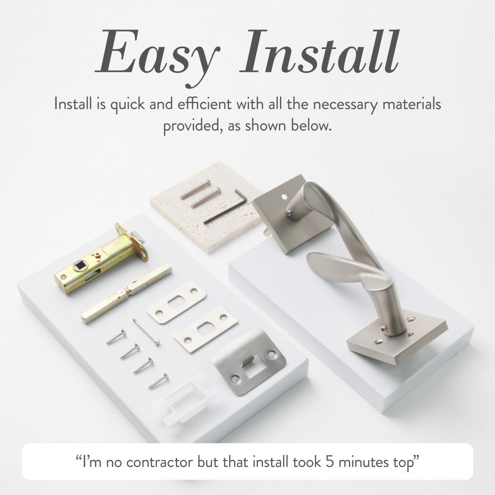 Modern Heavy Duty Designer Interior Door Lever - Lafayette Collection, Satin Nickel, Passage Right Hand