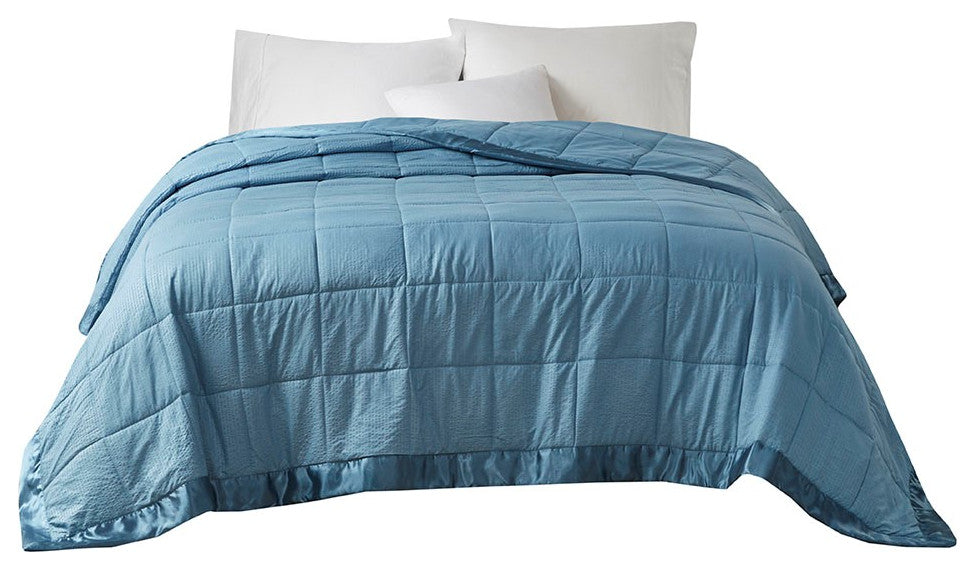 Madison Park Oversize Bedding Blanket With Satin Binding, Slate Blue, King