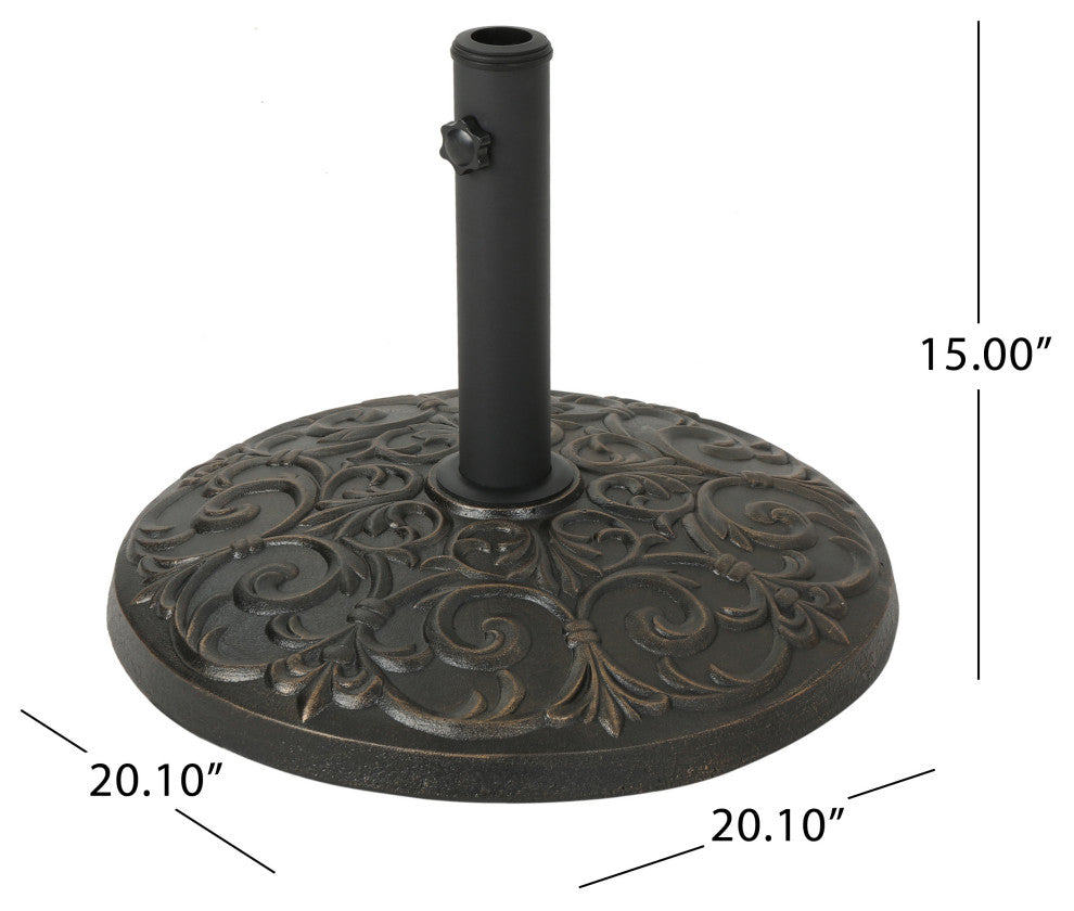 GDF Studio Sade Outdoor 60lb Concrete Circular Umbrella Base, Hammered Copper