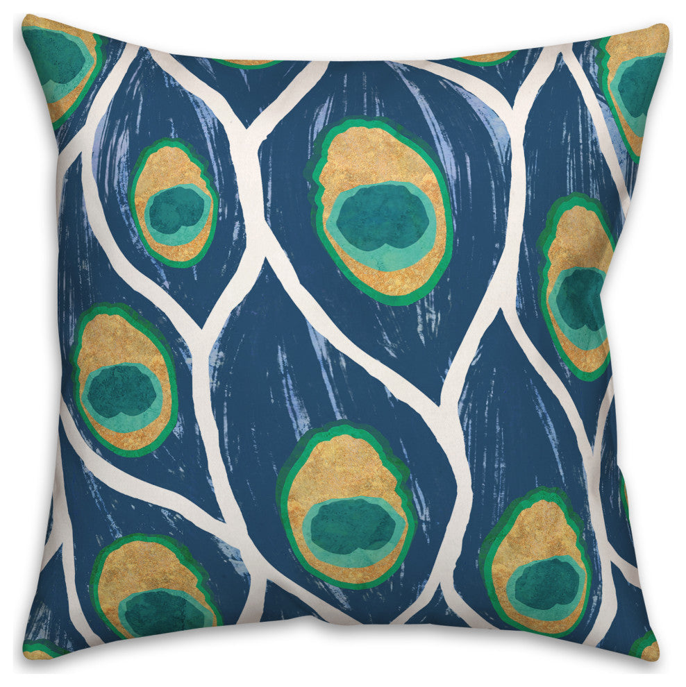Swoopin Feather Peacock 3 20x20 Spun Poly Pillow