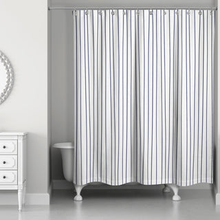 Navy Uneven Stripes 71x74 Shower Curtain