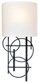 1-Light Wall Sconce, Black With Pearl Mist Glass