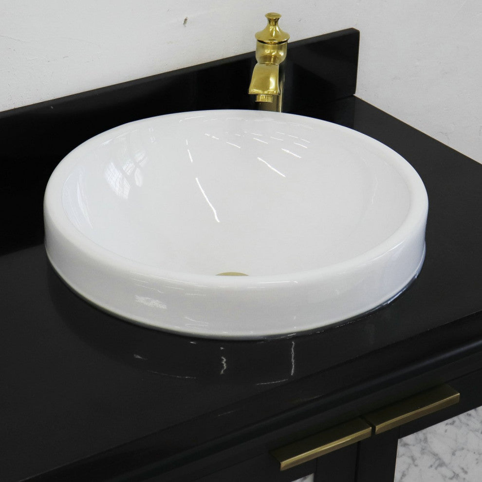 43" Single Vanity, Dark Gray Finish With Black Galaxy