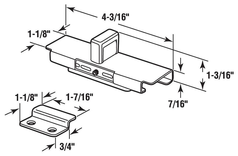 Surface Slide Latch and keeper, for Inswing Doors, Satin Stamped Stainless Steel
