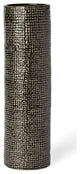 15" Black and Gold Check Tall Ceramic Vase