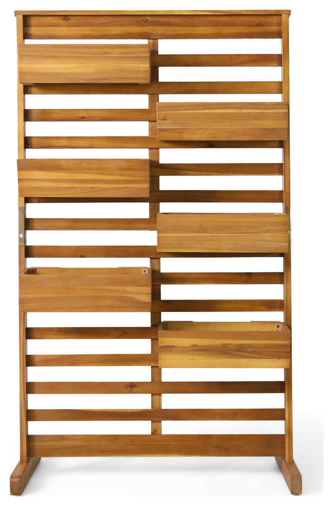 Pineview Outdoor Customizable Acacia Wood Plant Stand, Teak