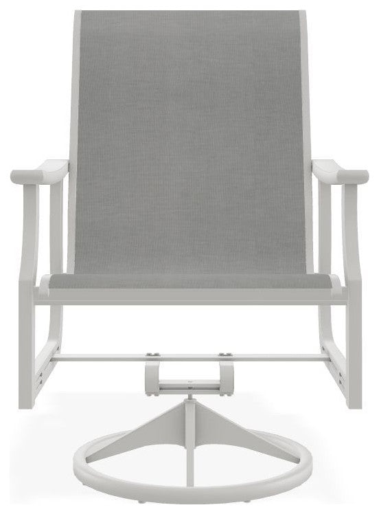 St. Catherine Sling Outdoor Swivel Rocker, Alloy/Snow