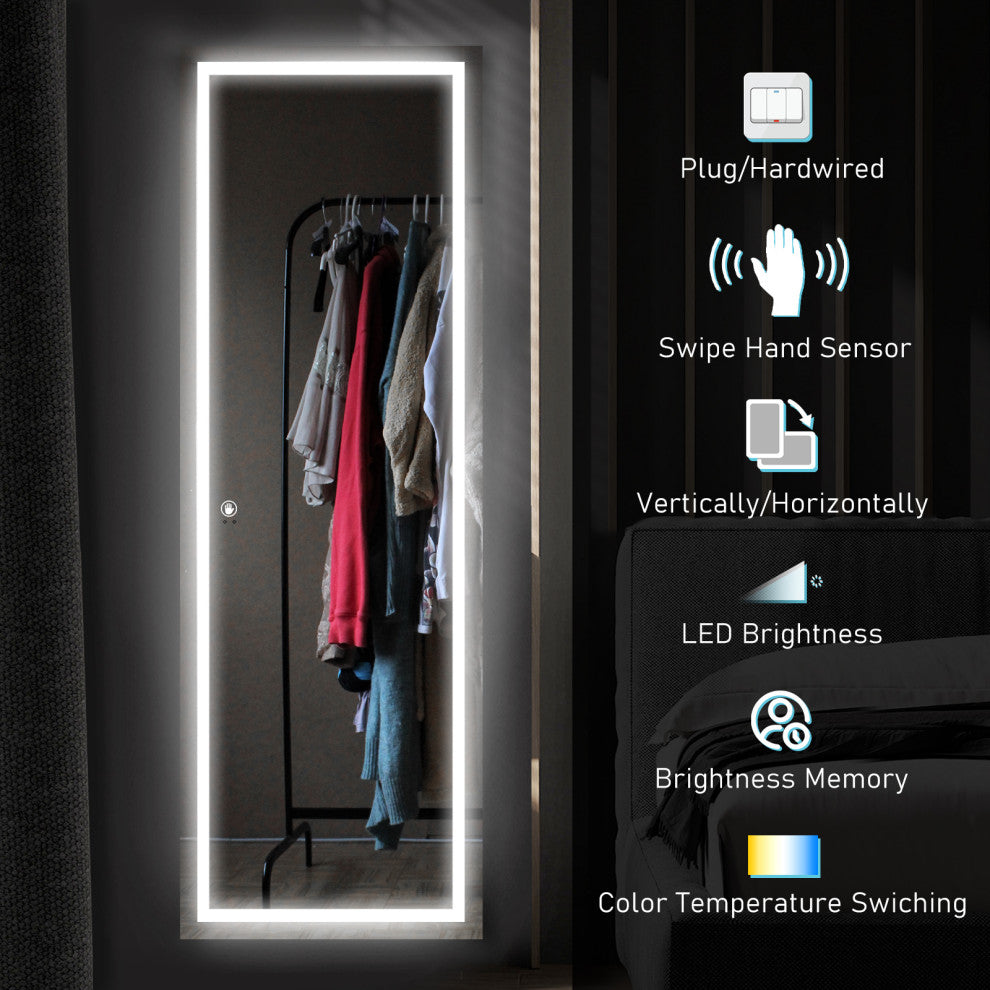 LED Vanity Wall Mounted Fitting Mirror, Vertical/Horizontal, 65x22", Inner Light, Induction