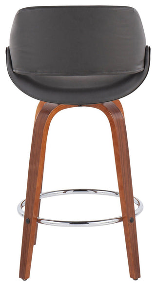 Fabrico Counter Stool, Set of 2, Gray Pu, Chrome