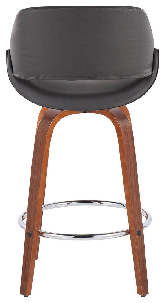 Fabrico Counter Stool, Set of 2, Gray Pu, Chrome