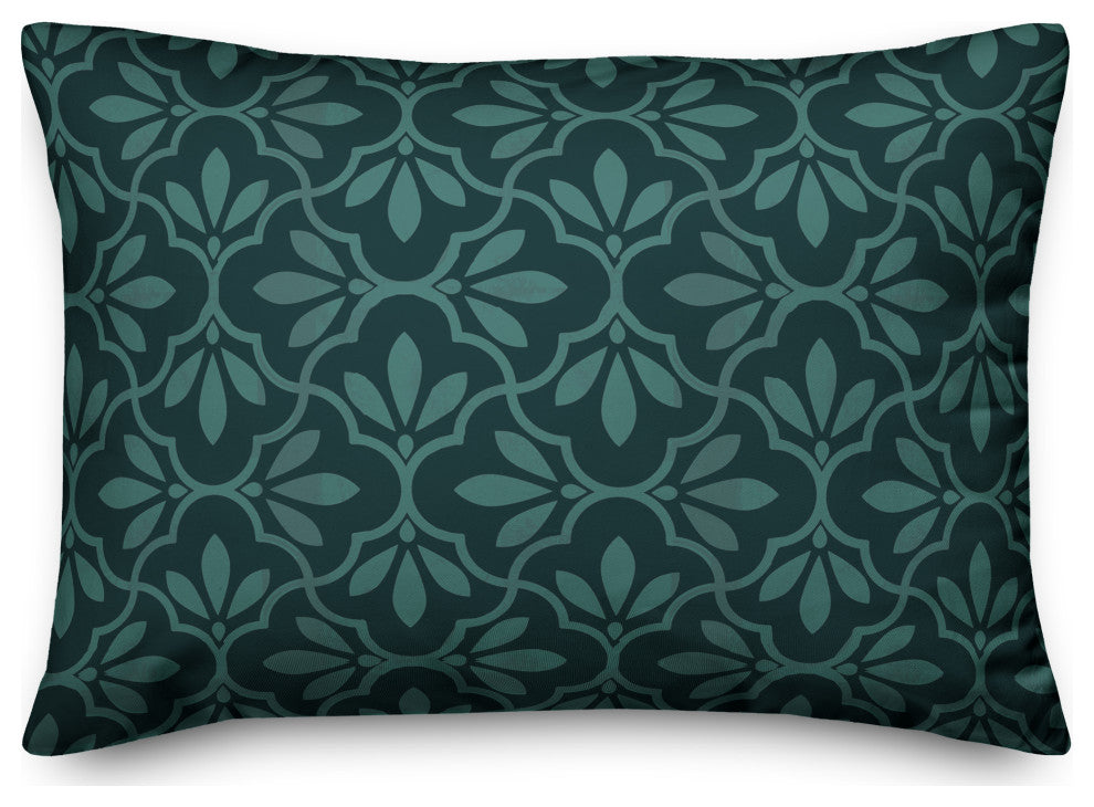 Teal Floral Pattern 14x20 Indoor / Outdoor Pillow