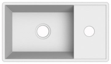 Square White Ceramic Wall Mounted or Vessel Sink, One Hole