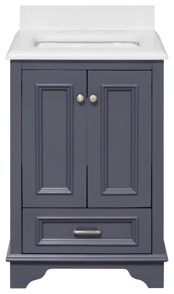 Nantucket 24" Bathroom Vanity, Marine Gray, Quartz