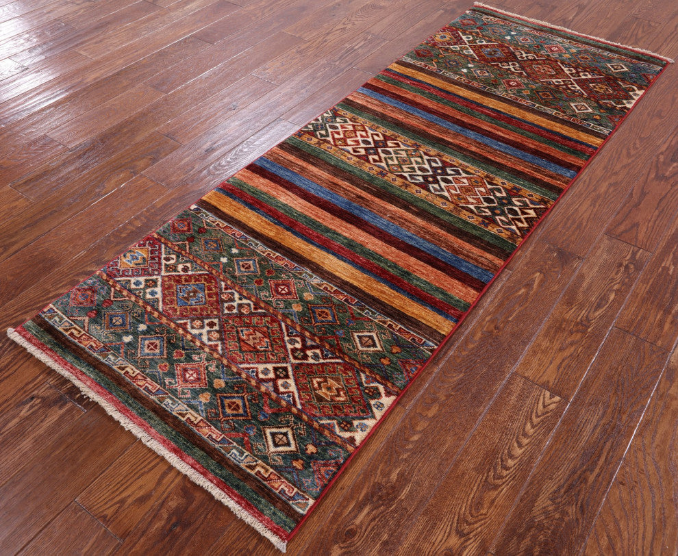 2' 6" X 6' 10" Khorjin Super Kazak Hand-Knotted Runner Rug Q5488