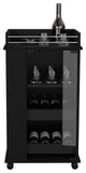 DEPOT E-SHOP Lansing Bar Cart with Glass Door, 2-Side Shelves and Casters, Black