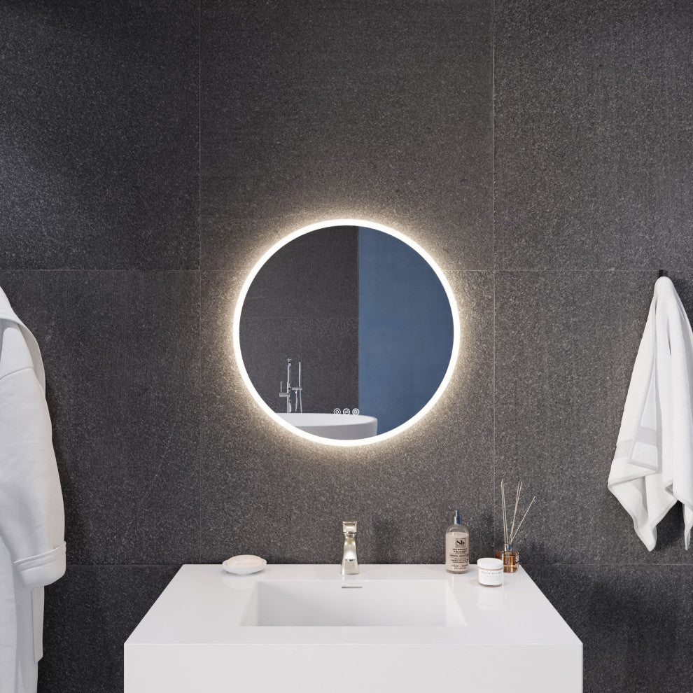 ANZZI 24" Diam. LED Front/Back Lighting Bathroom Mirror With Defogger