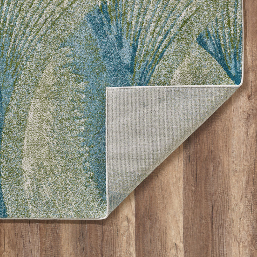 5"x8" Blue Beige Abstract Waves Modern Area Rug