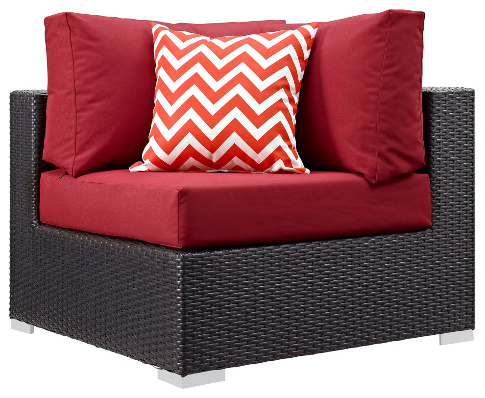 Convene 8 Piece Outdoor Patio Sectional Set, Espresso Red