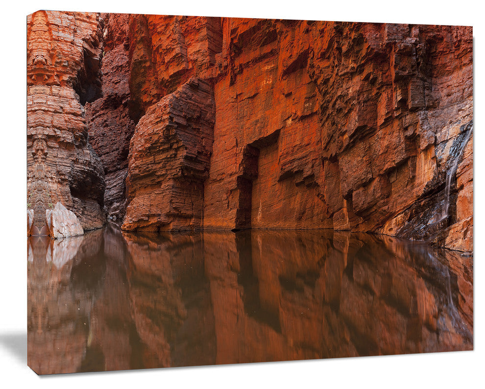 Rock Wall Reflections in Gorge, Landscape Canvas Art Print, 20"x12"