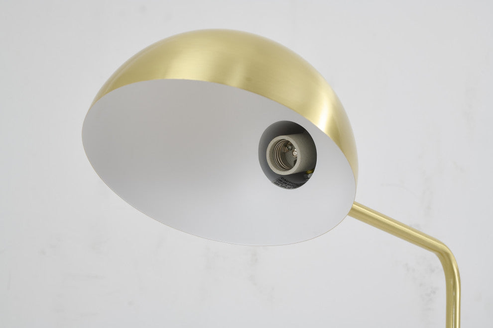 1-Light Satin Brass Metal Floor Lamp With A Metal Shade