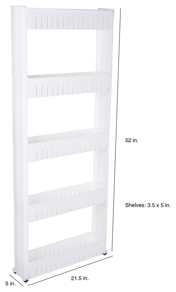 Slim Slide Out Storage Tower with Wheels by Lavish Home, 5-Tier