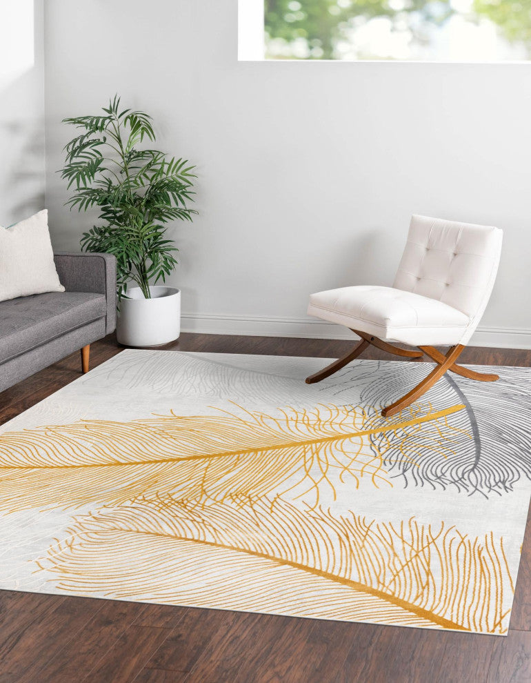 Unique Loom Camilla Finsbury Rug, Yellow Gray, 7'10"x7'10