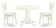 3Pc Dining Set 2 Chair, Dining Table Seat, Slatted Chair Back Linen White Finish