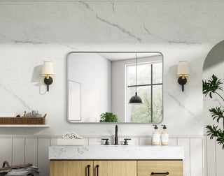 Home Living Contour Metal Rectangle Mirror 30x40, Silver
