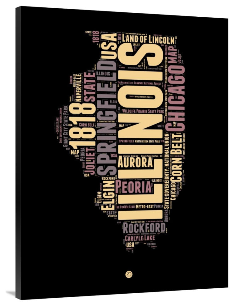 "Illinois Word Cloud 1" Fine Art Print