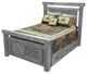 Barnwood Style Timber Peg Panel Platform Bed with Footboard, Thunder White, King
