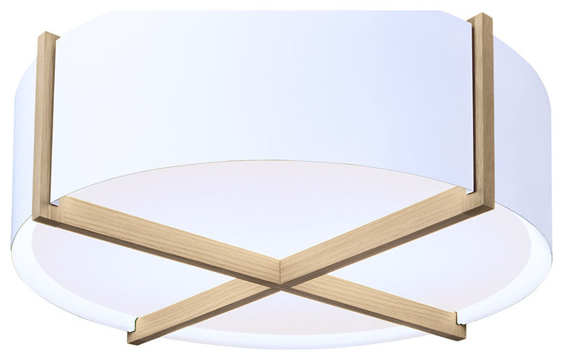 Plura 18" Flushmount, White Washed Oak, Integrated Led, 2700k, P1 Driver