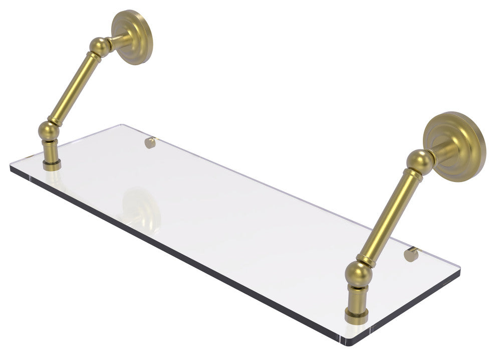 Prestige Que New 24" Floating Glass Shelf, Satin Brass