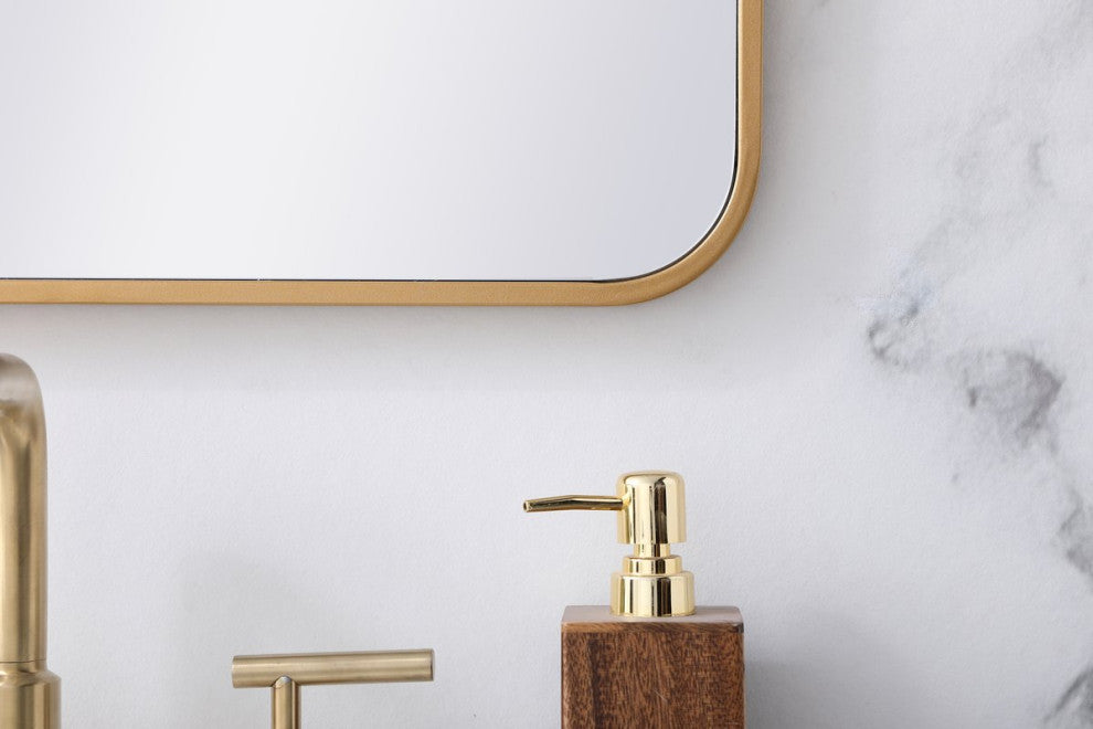 Ellis Soft Corner Metal Rectangular Mirror, Brass, 22"x30"