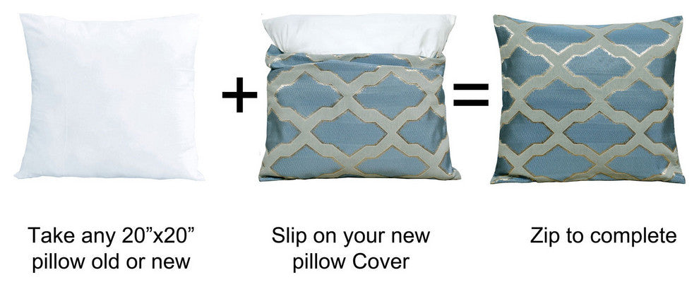 Safi Jacquard Valance and Pillow Shell Sets , Blue, 20" X 20" / 56" X 19"