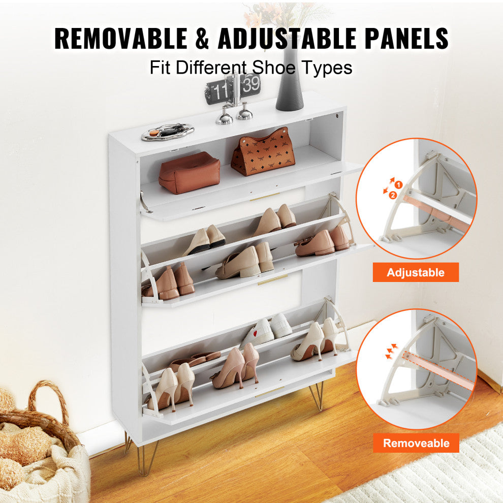 VEVOR Shoe Cabinet with 3 Flip Drawers Shoe Storage Cabinet for Entryway Hallway