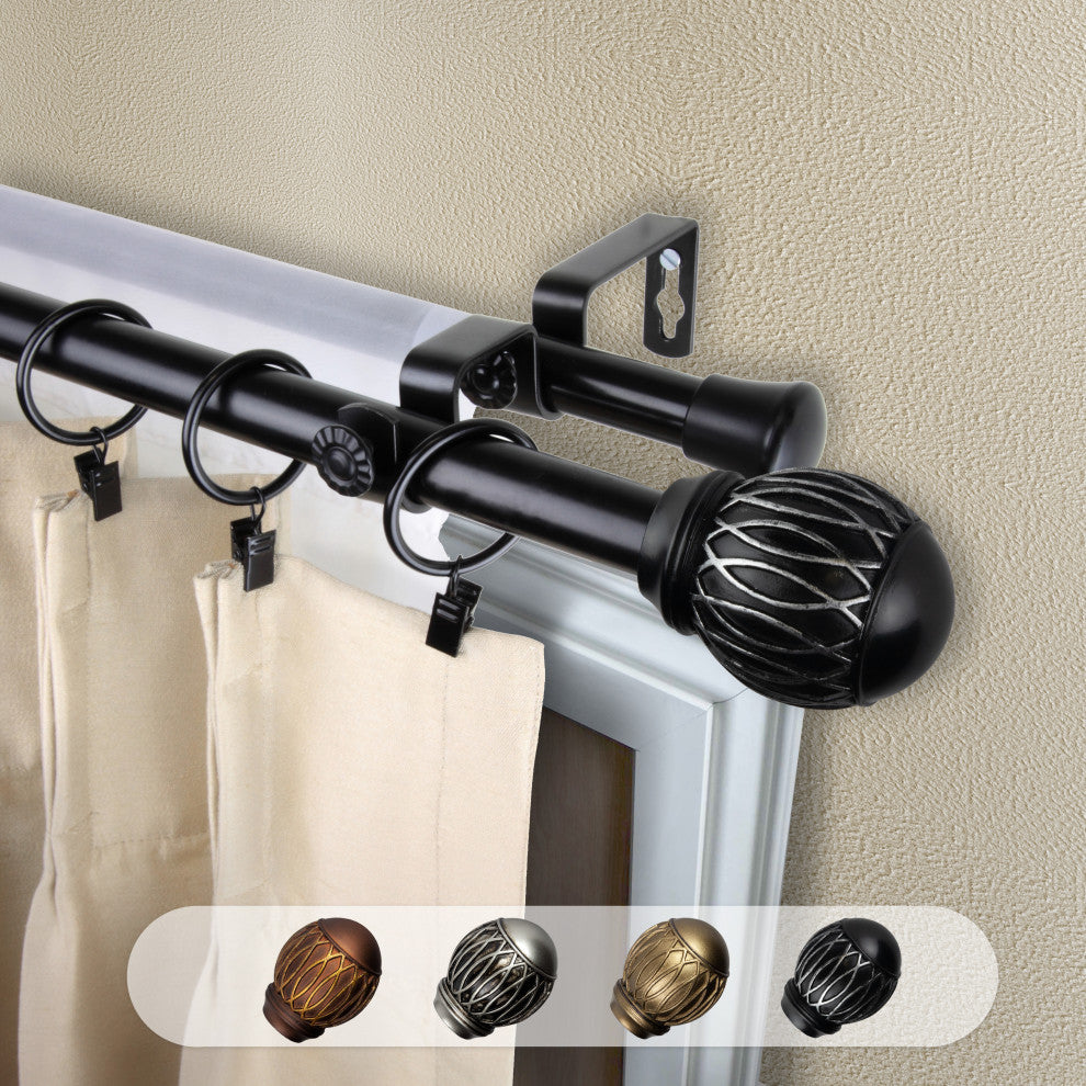 Denny 13/16" Double Curtain Rod Black