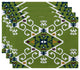 18"x14" Jodhpur Medallion, Geometric Print Placemat, Green, Set of 4