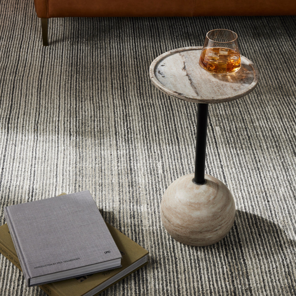 Viola Accent Table-Polished White Marble