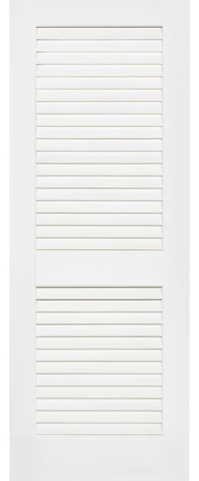 Louver Louver Plantation Interior Door Slab, White Wood Solid Core, 80"x30"