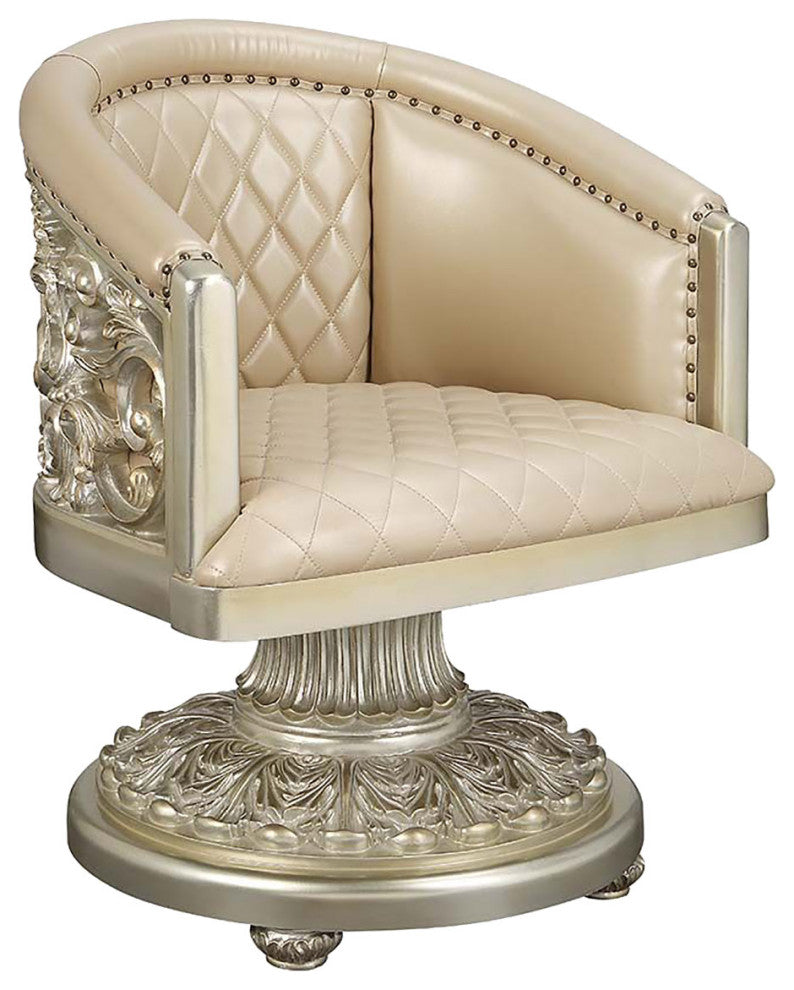 Acme Sorina Arm Chair PU and Antique Gold Finish