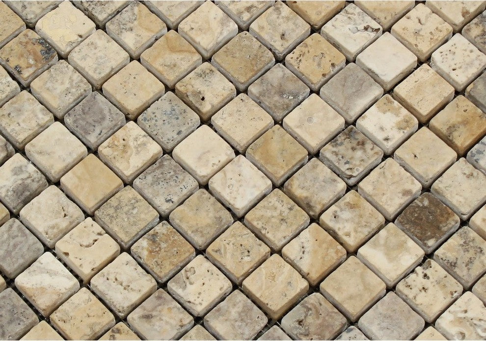 1 X 1 Philadelphia Travertine Tumbled Mosaic Tile