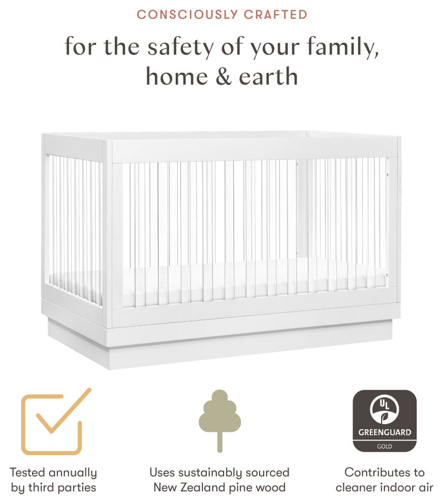 Harlow Acrylic 3-in-1 Convertible Crib With Toddler Bed Conversion Kit