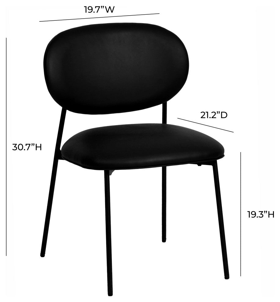 McKenzie Vegan Leather Stackable Dining Chair, Set of 2, Black