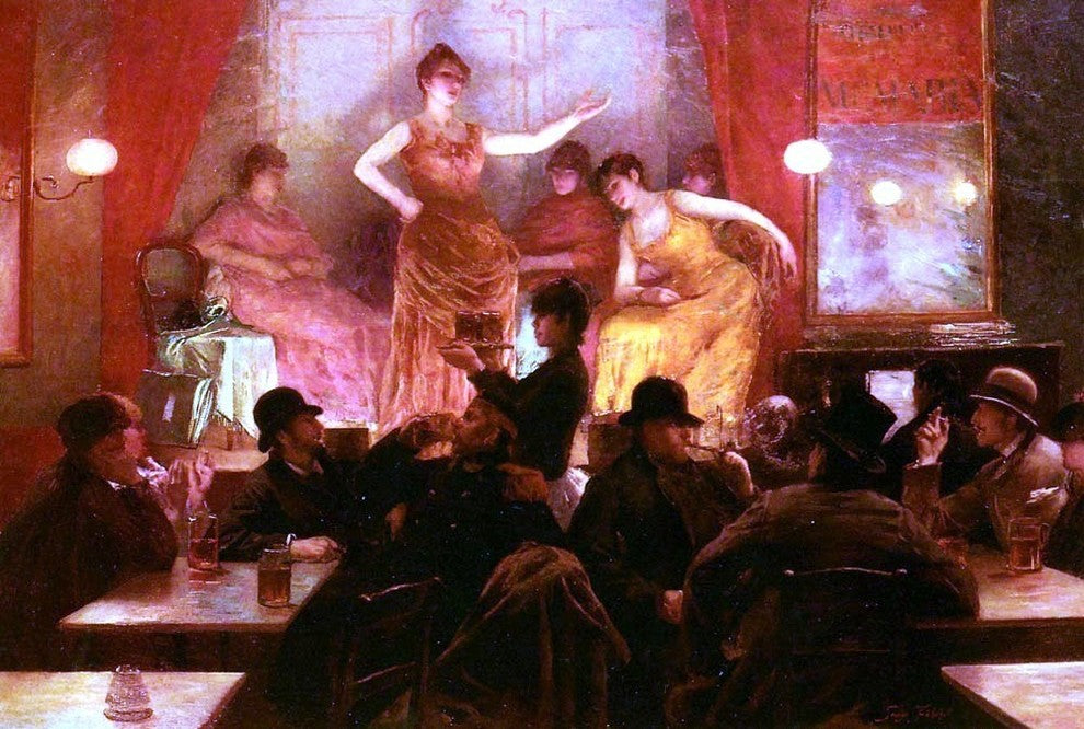 Georges Fichefet Au Cafe Theatre, 18"x27" Gallery Wrapped Canvas Print