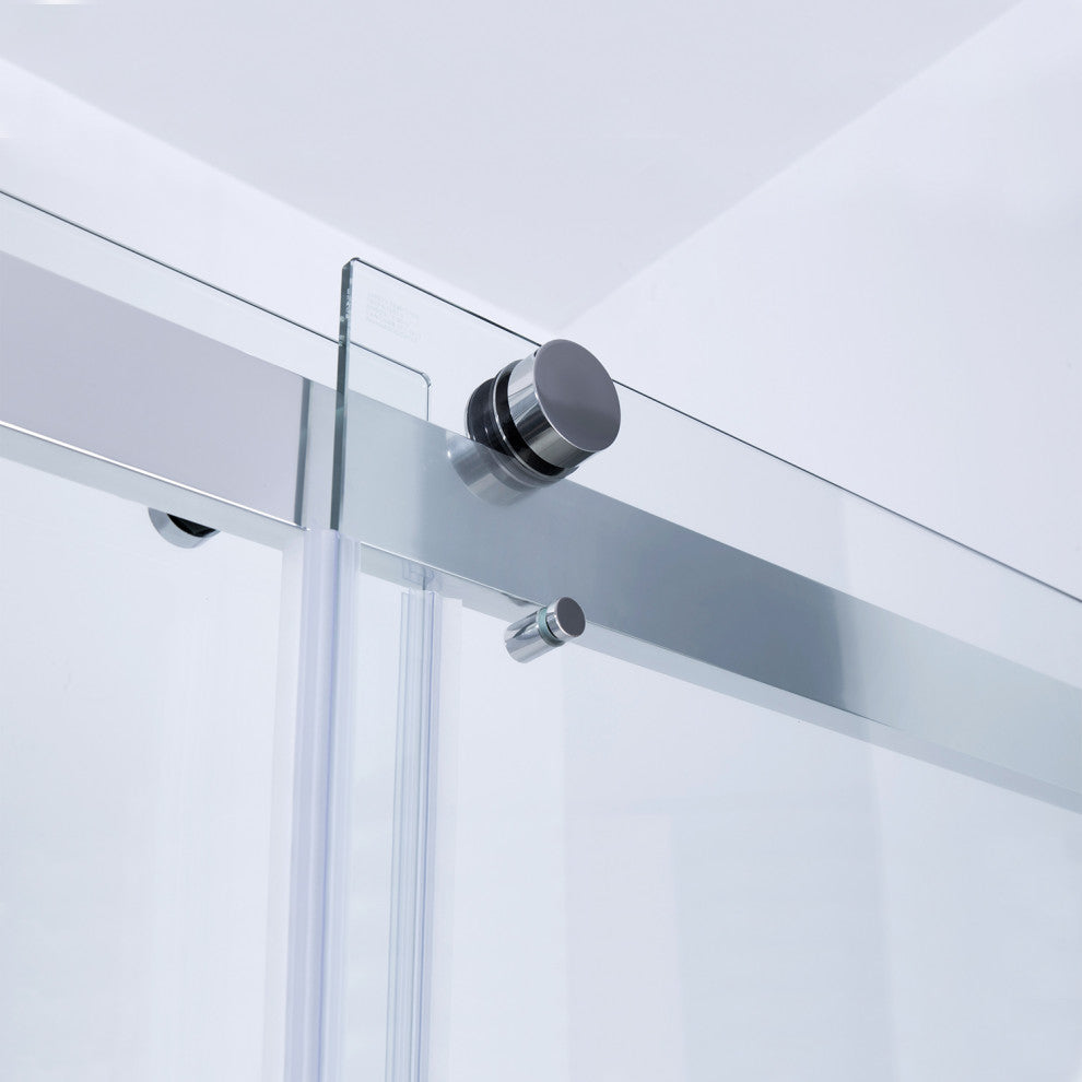 Spezia Double Sliding Frameless Shower Door, Polished Chrome, 64" W X 76" H