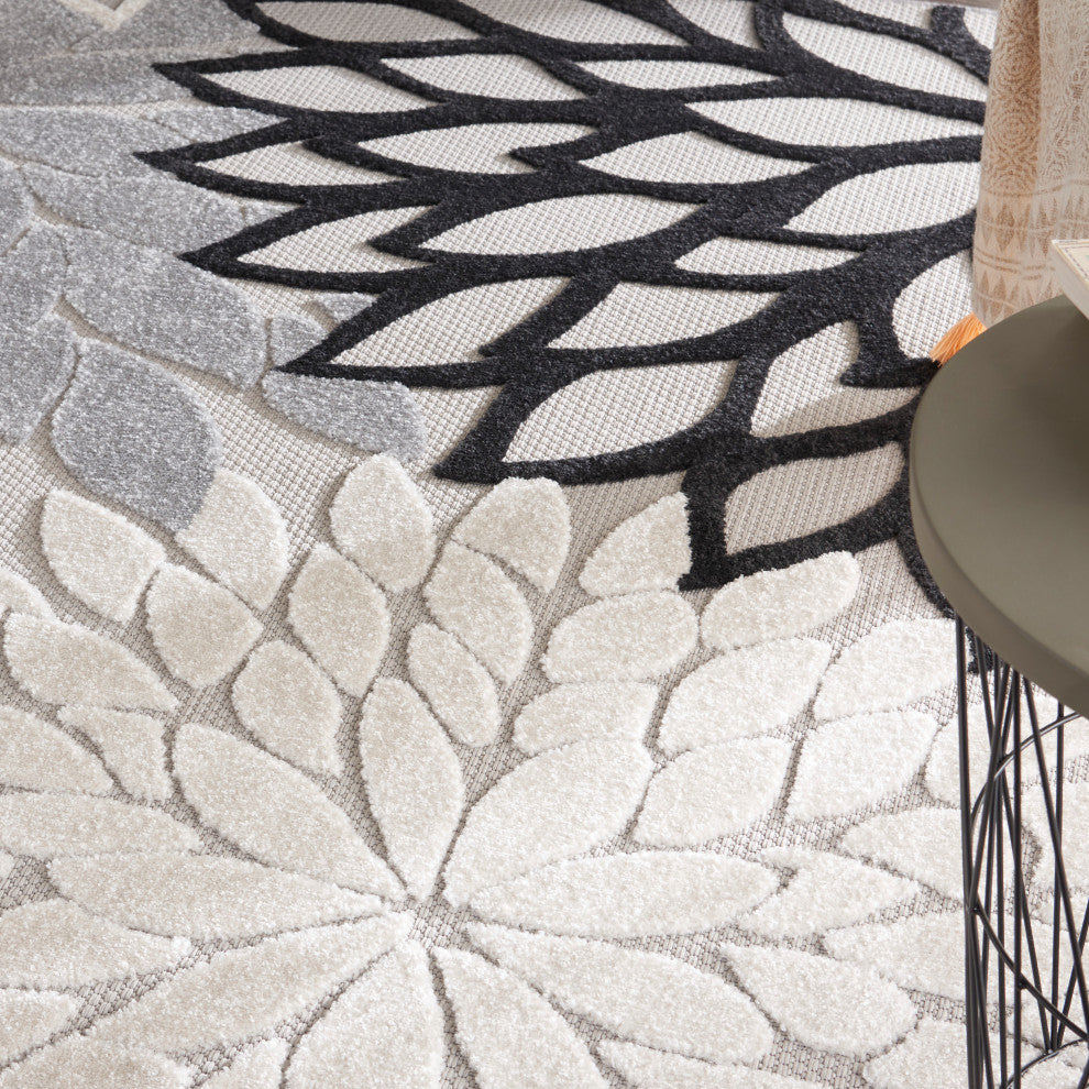 Nourison Aloha 9' x 12' Black White Tropical Area Rug