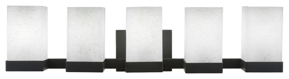 Nouvelle 5-Light Bath Bar, Espresso/Square White Muslin